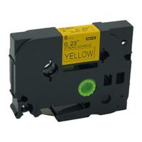 QPMY 1 Pack Compatible for Brother P-Touch Laminated Tze Tz Label Tape Cartridge 6mm x 8m (TZe-S611 Extra Strength Black on Yellow)