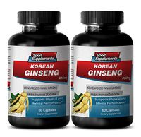 Organic Ginseng Root - Korean Ginseng 350mg - Enhance Vitality and Sex Drive and Improve Sexual Function and Stamina with Korean Ginseng (2 Bottles 120 Capsules)