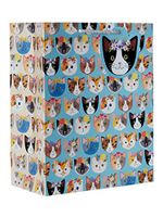 Jillson Roberts 6-Count Large 12.5" x 10" x 5" All-Occasion Gift Bags Available in 12 Designs, Kitty Cats