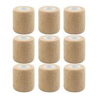 Banglijian Self Adherent Self Adhesive Tape, Cohesive Bandage Tape, Strong Elastic Sports Tape, 2 inches, 5 Yards, Pack of 9 (Skin Color)