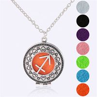 Zodiac Sign Sagittarius Pendant Necklace for Aromatherapy Essential Oil Fragrance Diffuser Pendant Locket Jewelry Chain Copper Perfume Necklace with 5 Refill Pads