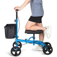 ZBYL Blue Knee Scooter Walker, Height Adjustable Single-Leg Rehabilitation Crutches Alternative for Broken Leg Foot Injuries Ankles Surgery