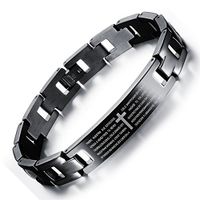 Prayer bracelets, Titanium Magnetic Bracelet , Bestory Cross Scripture Bracelet English Bible Lords Prayer Titanium Magnetic Bracelet Adjustable