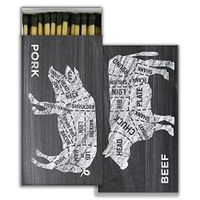 HomArt Large Decorative Candle and Fireplace Wood Matches | Cow Pig Butcher | Set of 1