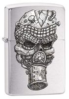 Zippo Lighter: Skull and Gas Mask - Brushed Chrome 80214