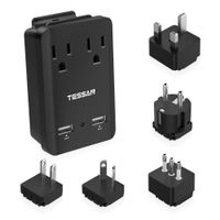 2000W World Travel Adapter Kit, TESSAN International Power Adapter with 2 AC Outlets 2 USB Ports, Universal European Outlet Plug Adaptor for UK, Ireland, France, Italy, Germany, Japan and More