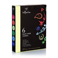 Brilliant Bee - 6 Pack of Liquid Chalk Markers - Rainbow Colors - Reversible Chisel and Round Tip