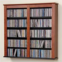 Hawthorne Collections Double Media Wall Storage in Cherry and Black