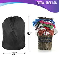 Nylon Laundry Bags choose size and colors - sturdy rip and tear resistant nylon material with drawstring closure machine washable (30"X40", Black)