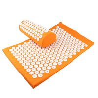 Set 2pcs Acupressure Mat Pillow Neck Body Massager Acupuncture Kit - Orange