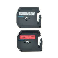 NineLeaf 2PK Black on White MK231 Black on Red MK431 12mm 8m Label Tape Compatible for Brother M-K231 M231 M-K431 M431 P-Touch PT-70 PT-65 PT-80 Printer
