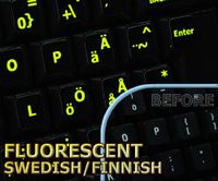 Glowing fluorescent Swedish/Finnsh keyboard sticker