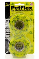 Pet Flex Self-Adhering Elastic Bandage - No Chew 2-CT 2" x 5 yds, Bitter Yellow Bandage/Green No Chew Print, Model Number: R2202NC-048