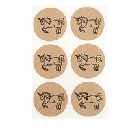 Kraft Brown Unicorn Round Stickers, Circle Seals and Labels by Once Upon Supplies, for Sealing Envelopes and Decorating Unicorn Themed Parties, 1.5 Inches, 60 Stickers