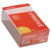 Universal 35853 Colored Perforated Note Pads, Narrow Rule, 5 x 8, Pink, 50 Sheet, Dozen