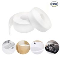 Caulk Strip PE Self Adhesive Tape for Bathtub Bathroom Shower Toilet Kitchen and Wall Sealing (38 mm 2 Pack, White)