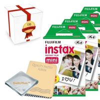 INSTAX Mini Instant Film 15 Pack (150 Films) for All Mini Instant Cameras - Photo Album - Microfiber Cloth - ~ Gift Packaging ~