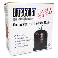 HERITAGE BAG COMPANY Can Liners, Drawstring, 30 Gal., 1.0mil, 40/PK, Black