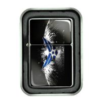 Windproof Refillable Oil Lighter with Tin Gift Box Navy Design-008