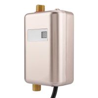 Mini Instant Water Heater Electric Under Sink, 110V 3000W Tankless Hot Water Heater with Leakage Protection and LCD Digital Display for Hand/Face/Dishes Washing Kitchen Bathroom(Gold)