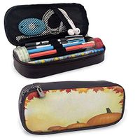 Harvest Cosmetic Bag Mushrooms and Pumpkins with Autumn Tree Leaves Framework Bokeh Effect Durable W3.5xL7.9 Pale Yellow Orange Red
