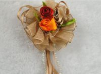 20pcs Organza Cabbage Flower Streamers The The Wedding Decoration Appliques (Coffee)