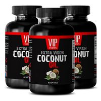 Weight Loss for Women - Coconut Oil 3000MG - Extra Virgin - Coconut Oil Capsules for Brain Health - 3 Bottles (180 Softgels)