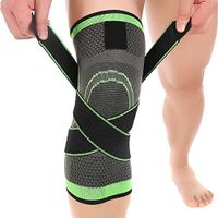 Ueasy 1 Pair Fitness Knee Brace Breathable Knee Support Sleeve for Sports, Joint Pain Relief, Arthritis and Injury Recovery (L, Grey+Green)