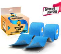 Sparthos Kinesiology Tape (Pack of 2) - Incredible Support for Athletic Kt Sports and Recovery - Free Kinesio Taping Guide! - Kinselogy Kenisology Kensio Kinesthetic - Uncut (2X Electric Blue)