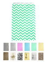 Novel Box Teal Chevron Print Paper Gift Candy Jewelry Merchandise Bag Bundle 6X9" (100 Count) + Custom NB Pouch