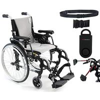 Karman S-Ergo 305 Ultra Lightweight Ergonomic Wheelchair | Upgraded to Elevating Legrests | Seat Size 16" X 17" | Frame Color Pearl Silver & Free 130 dB Black Safety Alarm! + Black Belt!