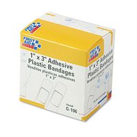 First Aid Only Products - First Aid Only - Plastic Adhesive Bandages,1 x 3, 100/Box - Sold As 1 Box - Adhesive Plastic Bandages. - Stand Alone Packaging for Larger Size First aid Kits and cabinets. -