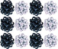 PMU Decorative Confetti Gift Bows, Assorted Black and Metallic Silver (12/Pkg) Pkg/1