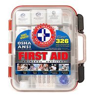 First Aid Kit Hard Red Case 326 Pieces Exceeds OSHA and ANSI Guidelines 100 People - Office, Home, Car, School, Emergency, Survival, Camping, Hunting, and Sports
