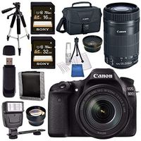 Canon EOS 80D DSLR Camera with 18-135mm IS USM Lens + Canon EF-S 55-250mm Lens + 58mm Wide Angle Lens + 58mm 2x Lens + Canon 100ES EOS Shoulder Bag Bundle