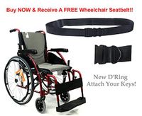 New Karman S-Ergo 125 (S-Ergo125F16RS) Ergonomic Wheelchair with Flip-Back Armrest and Swing Away Footrest in Red, Fixed Wheel, 16" Seat Width Free Wheelchair Seatbelt!