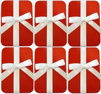Set of 6 Give-A-Gift Red Gift Card Tins Boxes Holders with White Ribbon