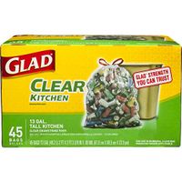 Glad Tall Kitchen Drawstring Recycling Bags - 13 Gallon Clear Trash Bag - 45 Count