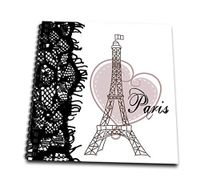 3dRose db_162268_2 Paris Eiffel Tower with Heart and Black Lace Memory Book, 12 by 12-Inch