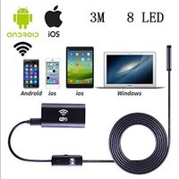 Wireless USB Endoscope, 8mm Digital Wifi USB Inspection Camera Borescope 2.0 Megapixels CMOS HD IP67 Waterproof Snake Camera with 8 Adjustable Led Light - 9.8ft 3M