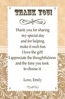 30 Personalized Thank You Cards Rustic Country Style Brown Burlap Vintage Design Birthday Party Baby Shower Bridal Event + 30 White Envelopes