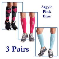 Calf Compression Sleeves Leg Compression Socks - Reduces Shin Splint Muscle Pain Cramps Fatigue - Provides Fast Recovery Better Circulation (Argyle & Pink & Blue, M/L)
