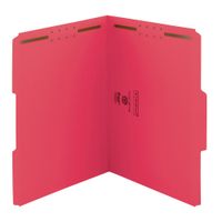 Smead Watershed/CutLess Fastener File Folder, 2 Fasteners, Reinforced 1/3-Cut Tab, Letter Size, Red, 50 per Box (12742)