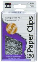 Charles Leonard Paper Clips in Reusable Box, #1 Nickel Plated, Silver, 150/Box (79533)