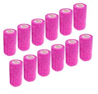 4 Inch Self Adhesive Medical Bandage Wrap Tape (Fuchsia) (12 Pack) Strong Elastic Self Adherent Cohesive First Aid Sport Flex Rolls for Wrist Ankle Knee Sprains and Swelling