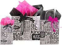 Gift Bags, Assorted Sizes, Bundled with Coordinating Tissue Paper and Raffia Ribbon (Chalkboard Sentiment)