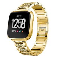 Lyperkin Compatible with Fitbit Versa Bands, Luxury Fashion Stainless Steel Diamond Watch Strap Quick Release Replacement Wristband Accessories Compatible with Fitbit Versa Smart Watch for Women