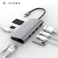 HyperDrive USB-C Hub Adapter for iPad Pro, MacBook Pro/Air, Power 9-in-1 USBC Hub Dongle with 4K HDMI, USB-C PD, Gigabit Ethernet, Audio Jack, 3X USB 3.0, Micro/SD Card Slots (Space Gray)