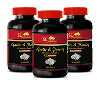 Blood Pressure Natural Supplements - Garlic & Parsley 600MG (ODORLESS Formula) - Garlic Complex - 3 Bottles 300 Softgels