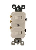 Leviton 5241-W 15 Amp, 120/277 Volt, Duplex Style Single-Pole/3-Way Ac Combination Switch, Commercial Grade, White
